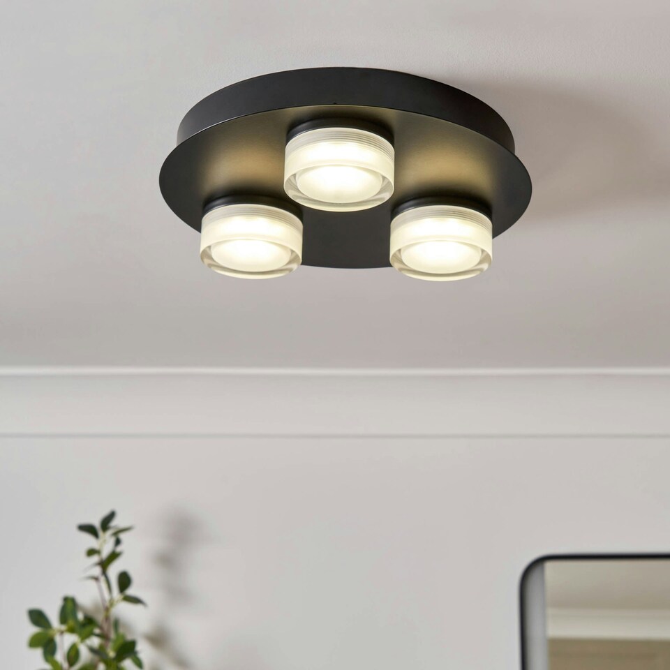 image 1 of BHS Brooke LED Bathroom Ceiling Spotlight Plate | Black | Matte Black | 1
