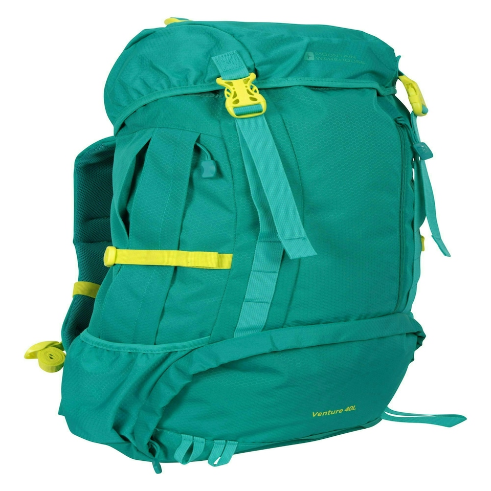 image 1 of Mountain Warehouse Venture Rucksack Ripstop Zipped Security Pockets Hiking Bag Green