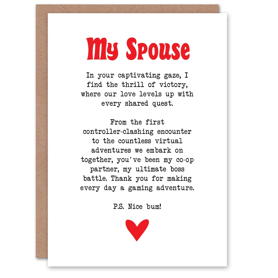 image 1 of Greeting Card Love Poem Gamer Nerd Spouse Romantic Poetry Anniversary