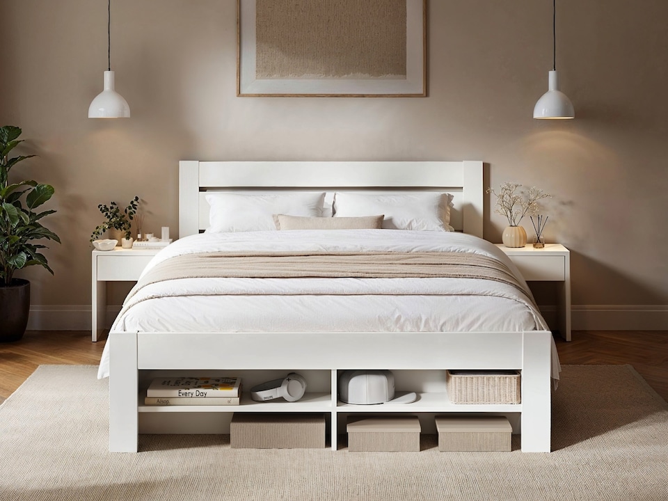 image 1 of Noomi Pradis Double Storage Bed White (FSC-Certified)