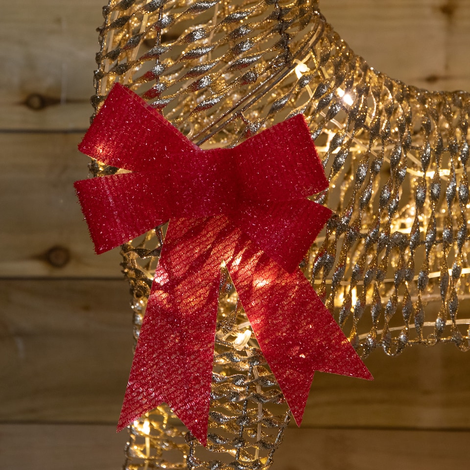 image 1 of 95cm Light up Gold Glitter Twist Christmas Reindeer with 94 Warm White LEDs