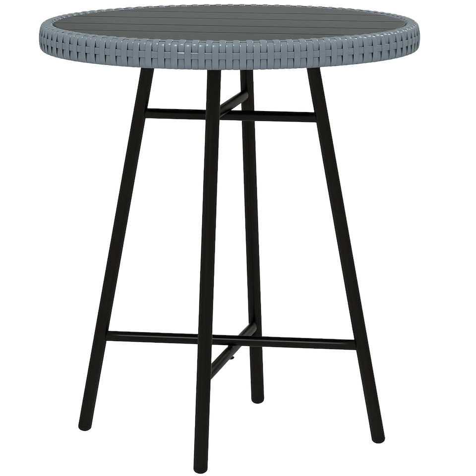 image 1 of Outsunny PE Rattan Side Table for Indoor, Outdoor, Balcony, Patio, Grey