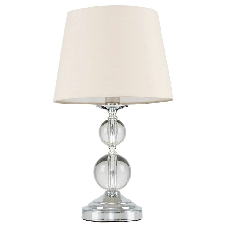 image 1 of ValueLights Modern Polished Chrome And Acrylic Ball Touch Table Lamp With Beige Light Shade