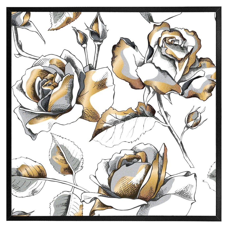 image 1 of Golden roses (Picture Frame) Black | M
