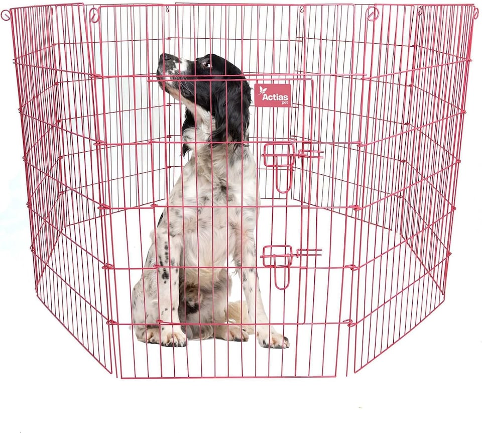 image 1 of Actiaspet Pink Metal Drop Pin Play Pen Available in 4 Different Sizes (Pink, Large, 8)