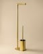 image 2 of Cosmic Toilet Brush Paper Holder Round with Durable Metal for Bathroom, Gold