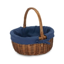 Double Steamed Oval Shopping Basket with Lining Blue | Navy Blue | One Size