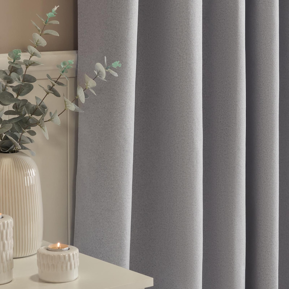 image 1 of OHS Woven Textured Blackout Eyelet Curtains - 46x72 inch | Silver