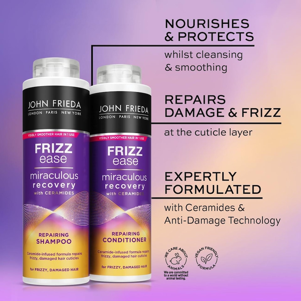 image 1 of John Frieda Shampoo & Conditioner Duo Pack Frizz Ease Brazilian Sleek, 500ml