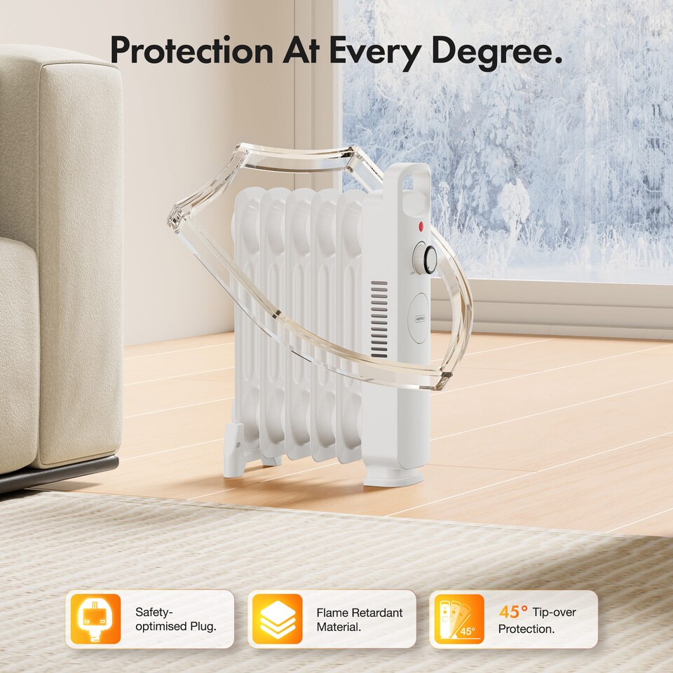 image 1 of VonHaus Oil Filled Radiator 6 Fin Portable Electric Heater