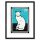 image 1 of Sitting Cat on Blue 1917 Julie de Graag Vintage 9x7" Black Framed Wall Art Print