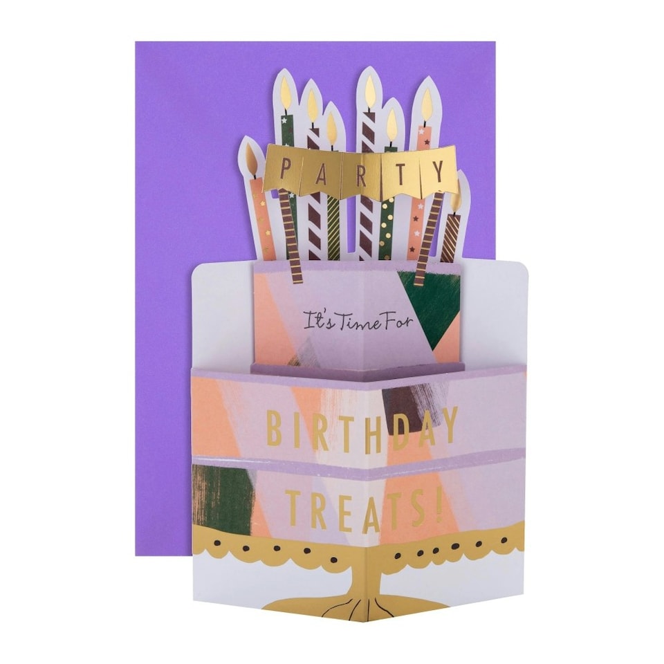 image 1 of 3D Pop Up Tiered Cake & Candles Design Birthday Card