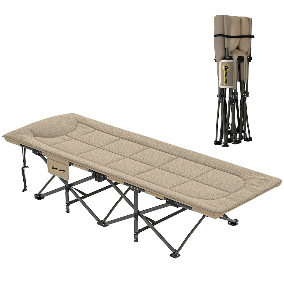 image 1 of Outsunny Camping Bed for Adults with Cushion, Headrest, Side Pocket, Grey 