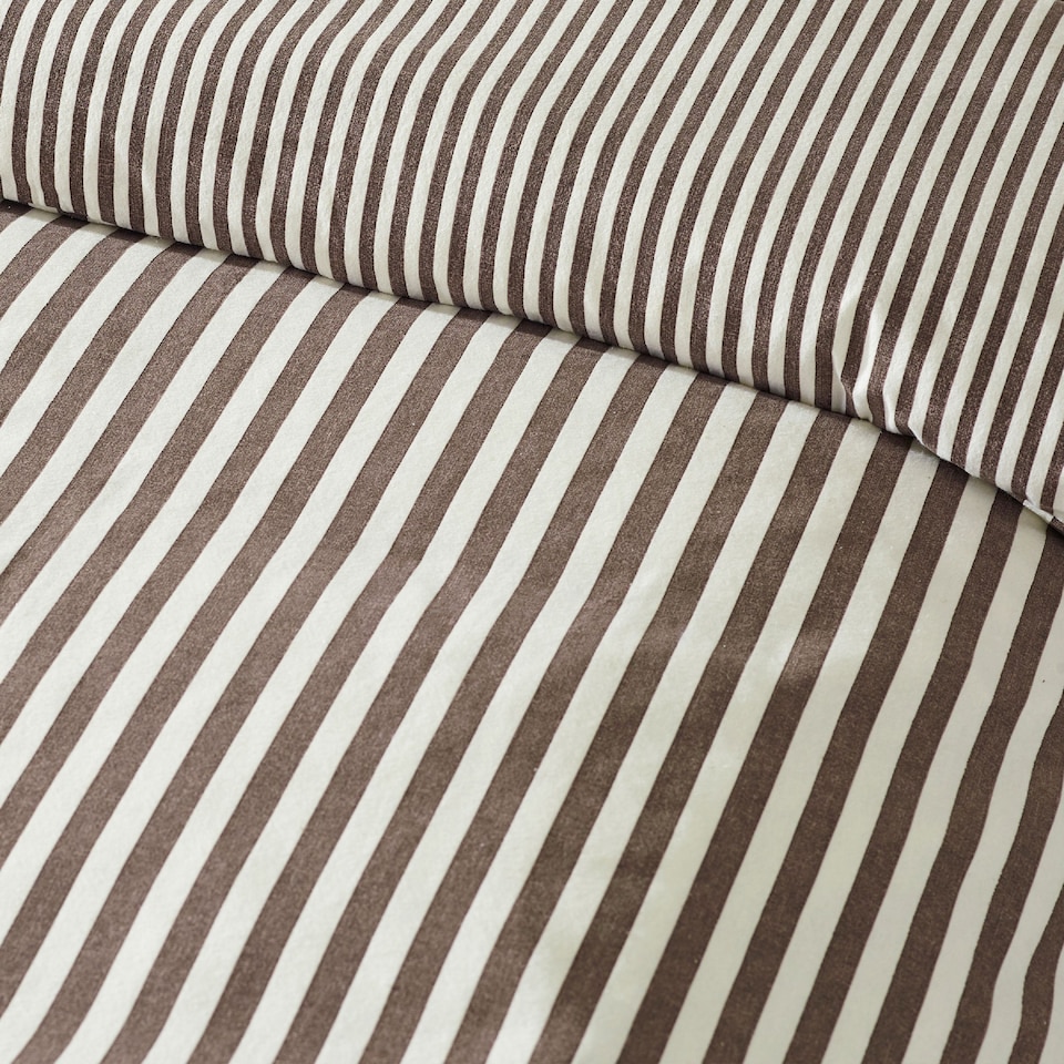 image 1 of Catherine Lansfield Brushed Stripe Cotton Reversible Duvet Cover Set