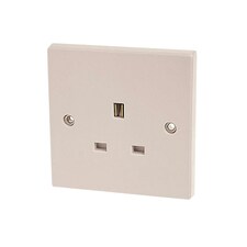 Dencon Unswitched 1 Gang Socket - White - One Size