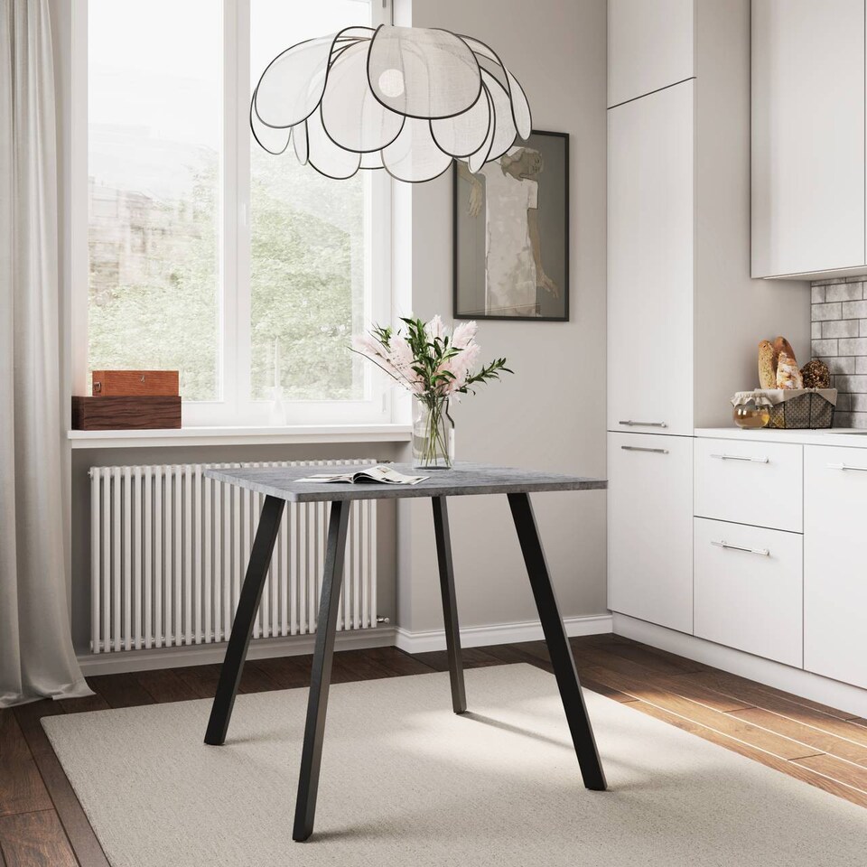 image 1 of 80cm Square Dining Table with Flat Metal Legs | Grey | 1