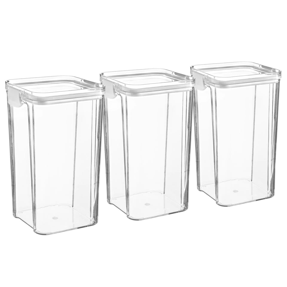 image 1 of Argon Tableware Food Storage Containers - 1.3 Litre - White - Pack of 3 - Resuable Container Meal Prep Container Tub Tupperware Airtight Lid