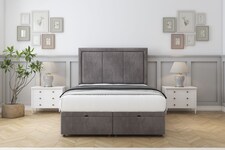 Sloomy Lancaster Slate Naples Ottoman Bed With Mattress With 54" Floor Standing Headboard 4' Small Double