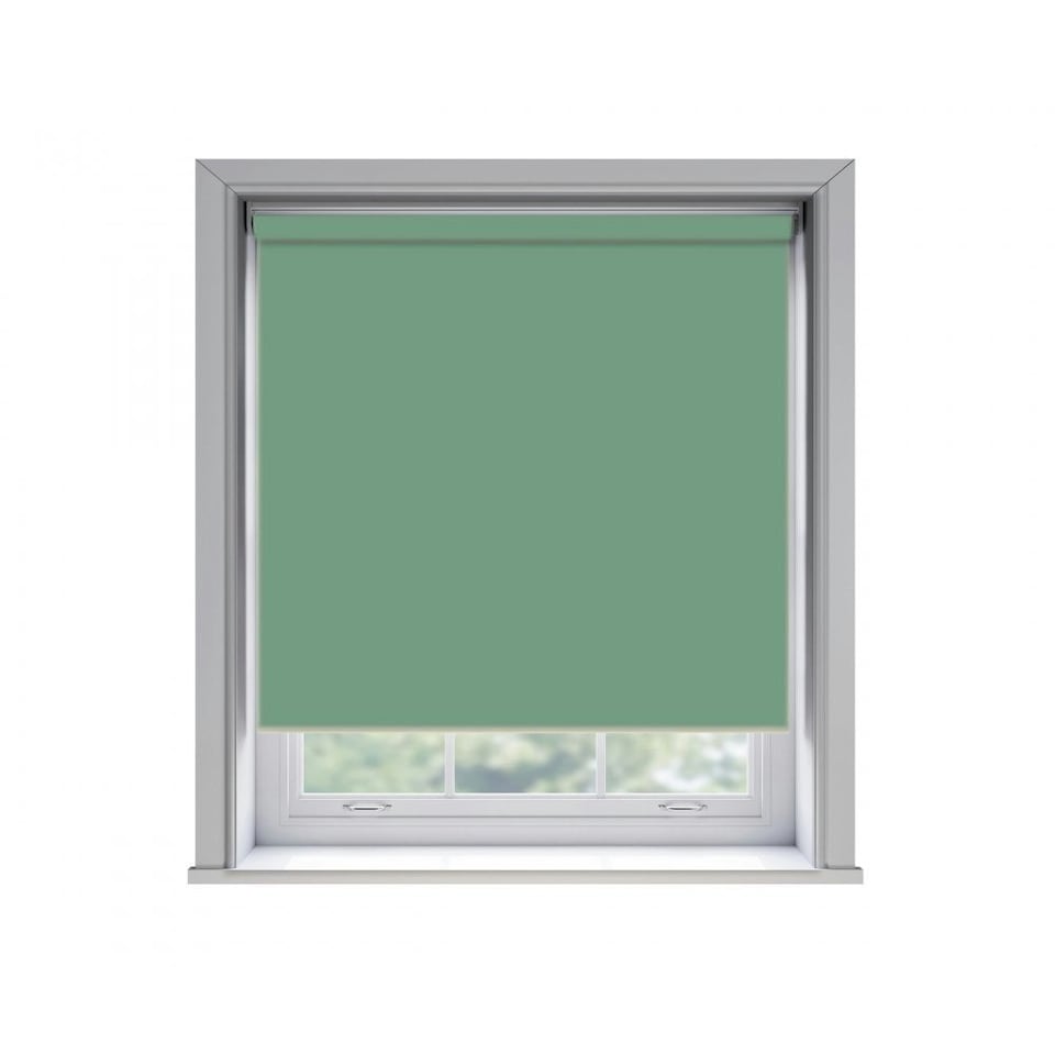 100cm No Drill Basil Thermal Blackout Roller Blind (170cm Drop) Green
