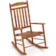 image 1 of COSTWAY Outdoor Patio Wood Rocking Chair High-Back Poplar Wood Rocker
