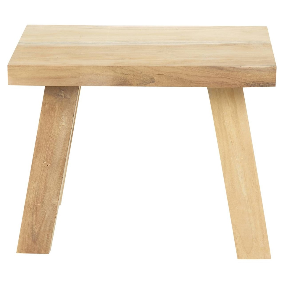 image 1 of Solid Teak Wood Side Table Stool Rustic Square Plant Stand | Brown | Brown | 1