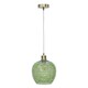 image 2 of Set of 2 Leah - Green Ripple Glass Globe with Satin Brass Pendant Fittings