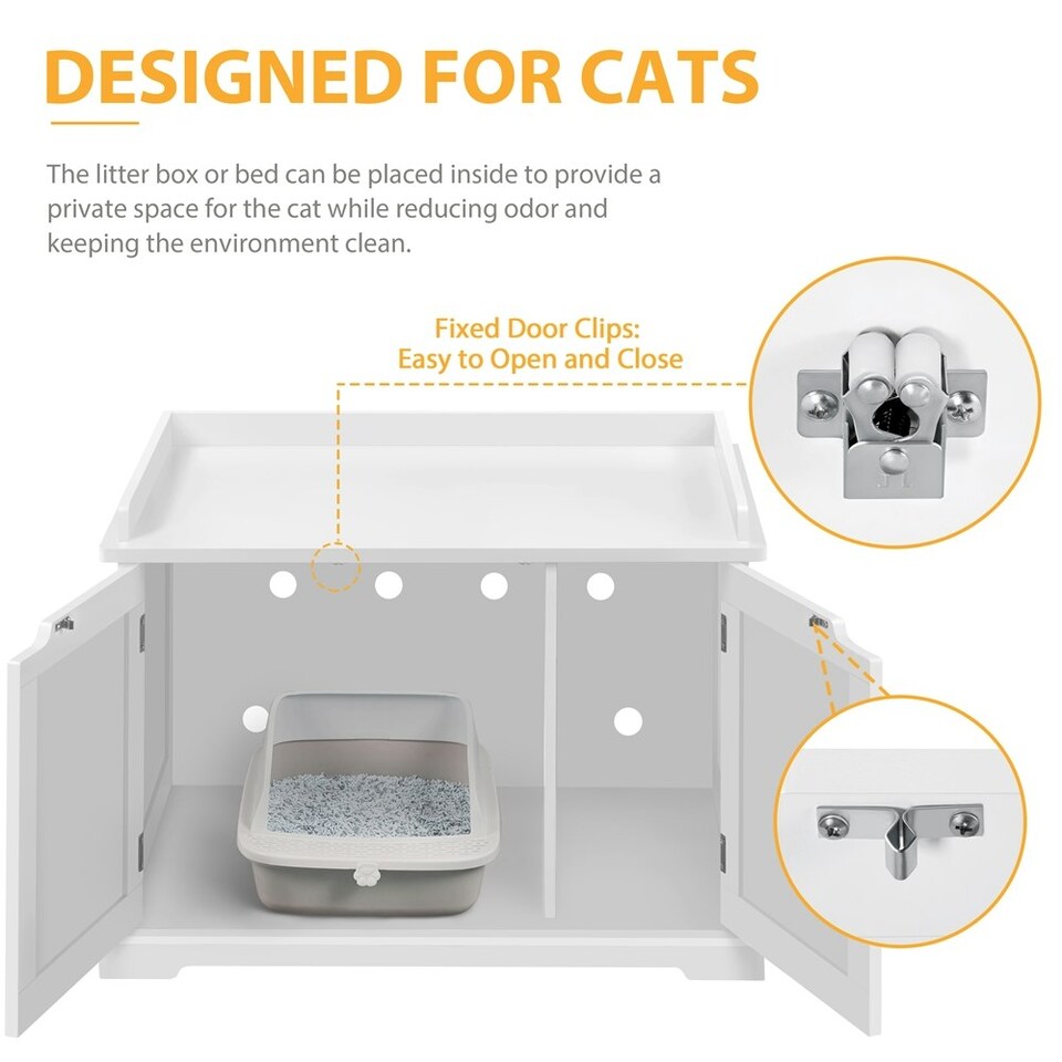 image 1 of Yaheetech Cat Decorative Litter Box White | One Size