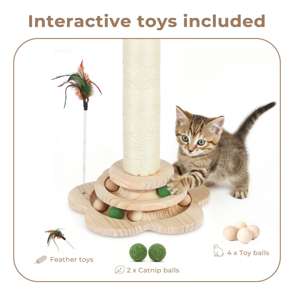 image 1 of Skylos Cat Scratching Post 45cm Natural Sisal Pole Activity Center Toys