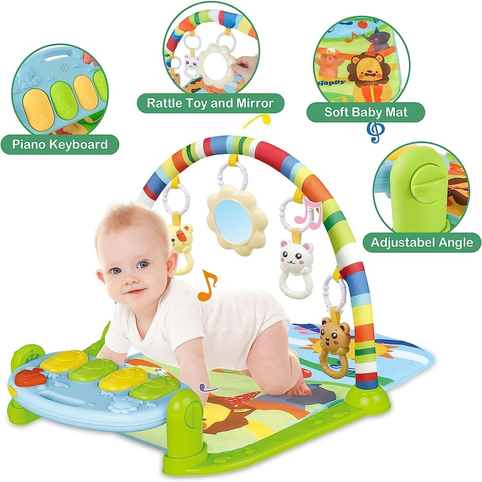 image 1 of 4-in-1 Baby Mat Kick and Piano Gym Music and Soft Light Detachable Activity Play Mat