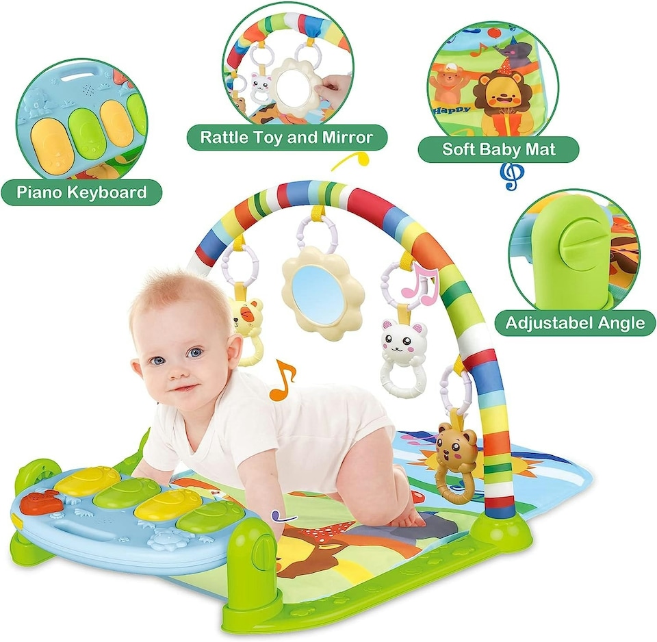 image 1 of 4-in-1 Baby Mat Kick and Piano Gym Music and Soft Light Detachable Activity Play Mat