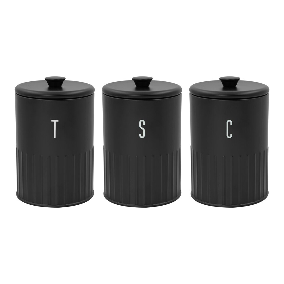 Blackmoor Iron Black Storage Canister (Pack of 3 - Tea, Coffee, Sugar)
