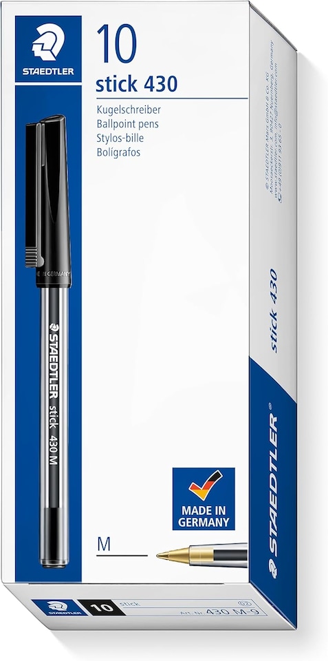 image 1 of STAEDTLER 430M Stick Ballpoint Pens 0.5mm Medium Pack of 10
