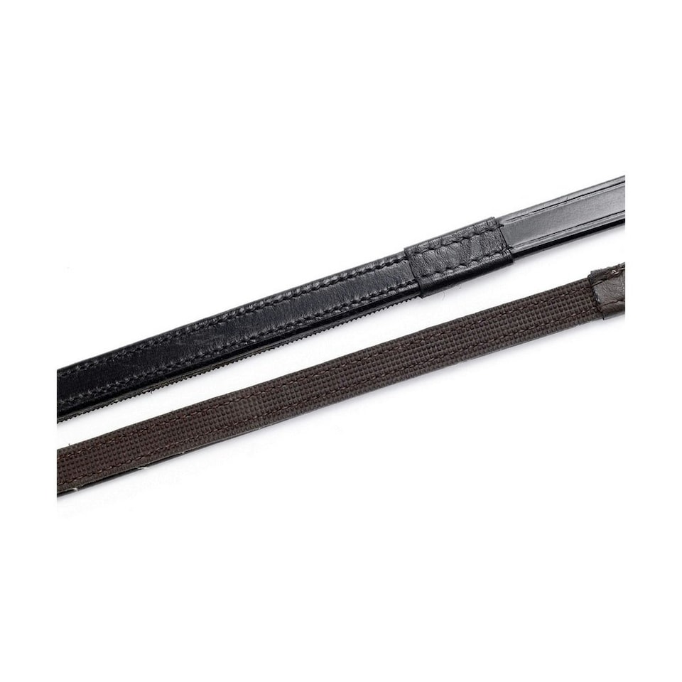 image 1 of Hy Half Rubber Show Reins - Brown - Pony