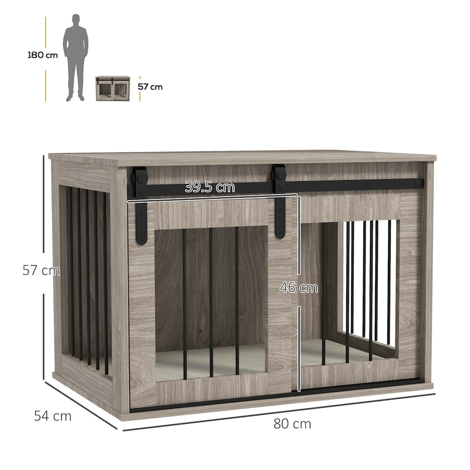 image 1 of PawHut Dog Crate Furniture with Removable Cushion, for Medium Dogs - Brown