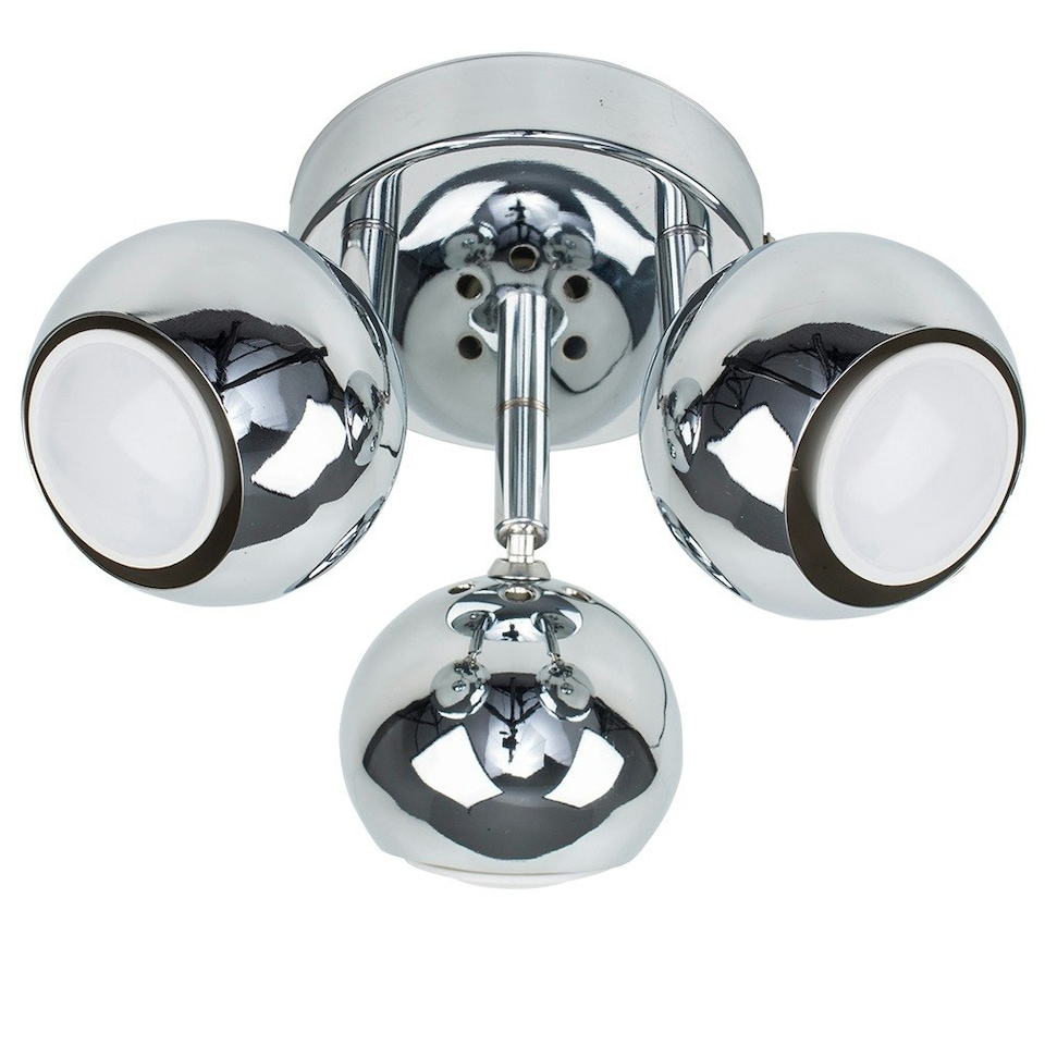 image 1 of ValueLights Retro Silver Chrome 3 Way Round Plate Adjustable Eyeball Ceiling Spotlight