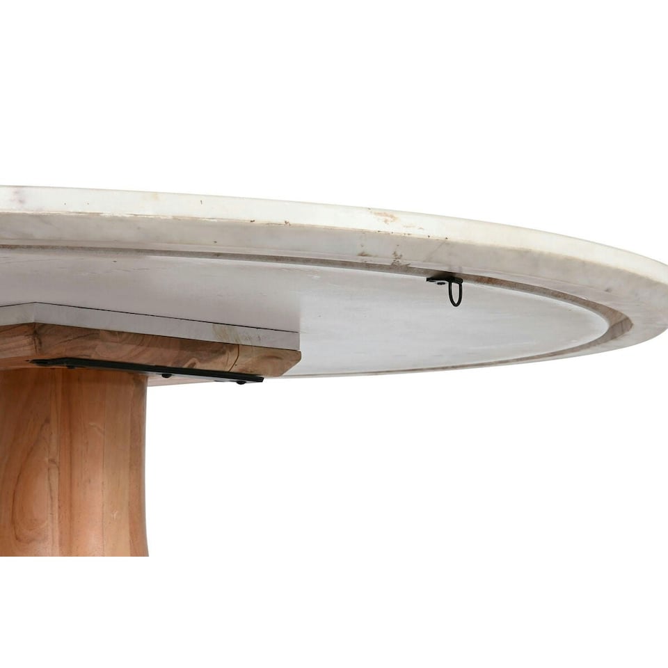 image 1 of Dining Table Home ESPRIT White Natural Marble Acacia 115 x 115 x 76 cm