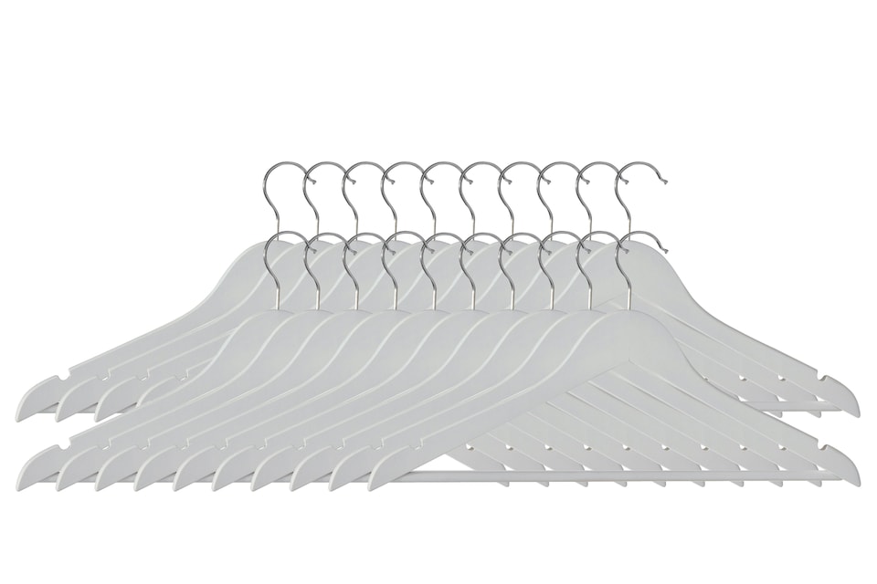 image 1 of Interiors by Premier Set Of 20 Matte White Clothes Hangers, Durable Plastic Hangers With Notches And Rotating Hooks,