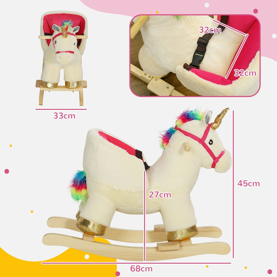 image 1 of AIYAPLAY Rocking Horse Ride on Unicorn with Realistic Sound for 18-36 Months