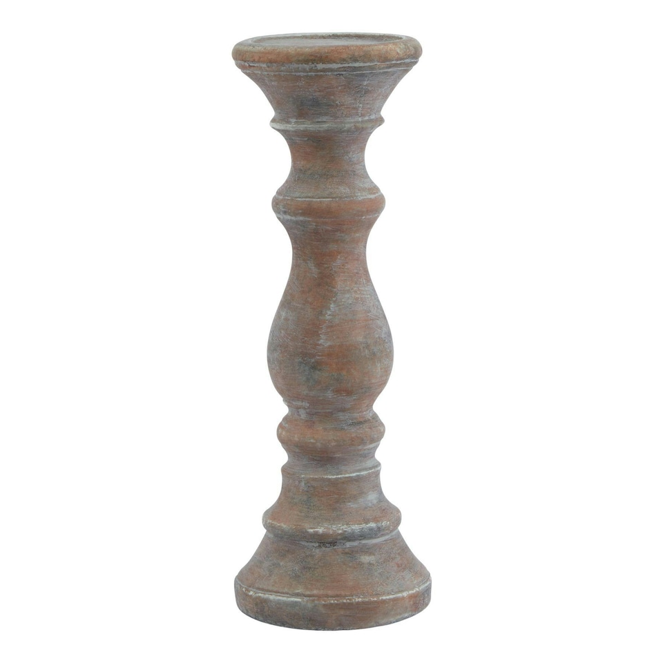image 1 of Hill Interiors Siena Column Candle Holder - Brown - 30cm x 11cm x 11cm