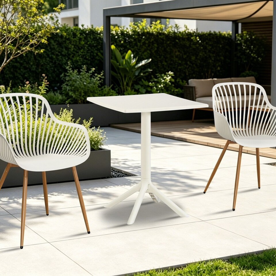image 1 of Square Bistro Garden Table - Plastic - L60 X W60 X H75 cm - White - Flat Packed