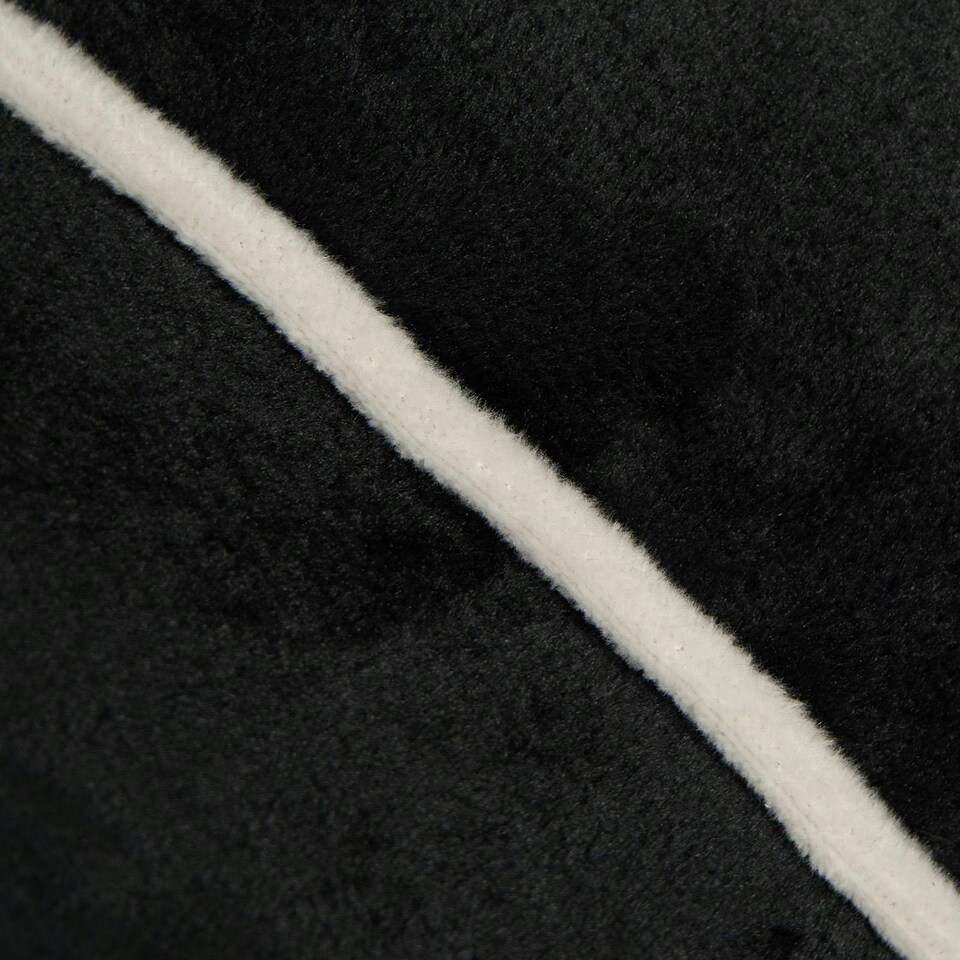 image 1 of OHS Matte Velvet Short Bolster Body Support Cushion, 46x20cm - Black/Cream
