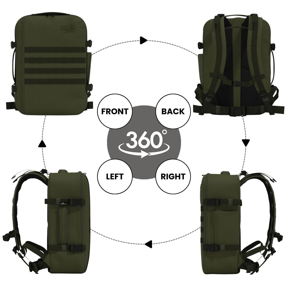 image 1 of CabinZero Military Backpack 36L, Lightweight Durable Carry-On Daypack, Large Capacity for Travel & Outdoor Adventures | Green | Green
