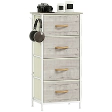 HOMCOM Fabric Chest of Drawers, 4 Drawer Dresser for Bedroom, Natural Wood | Multi