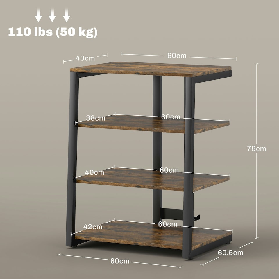 image 1 of HOMCOM HiFi Rack Stand w/ 4-Tier Record Player Stand Dark Brown