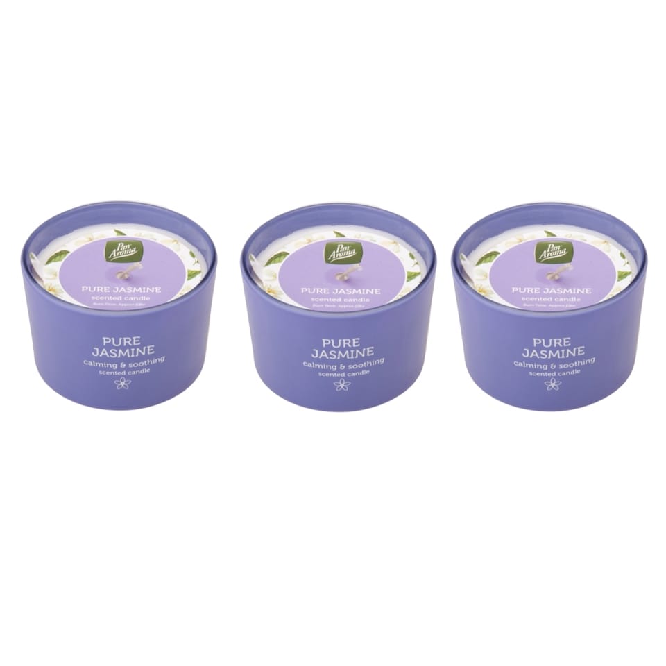 image 1 of Pack of 3 Pan Aroma Pure Jasmine Scented Jar Candle 85g