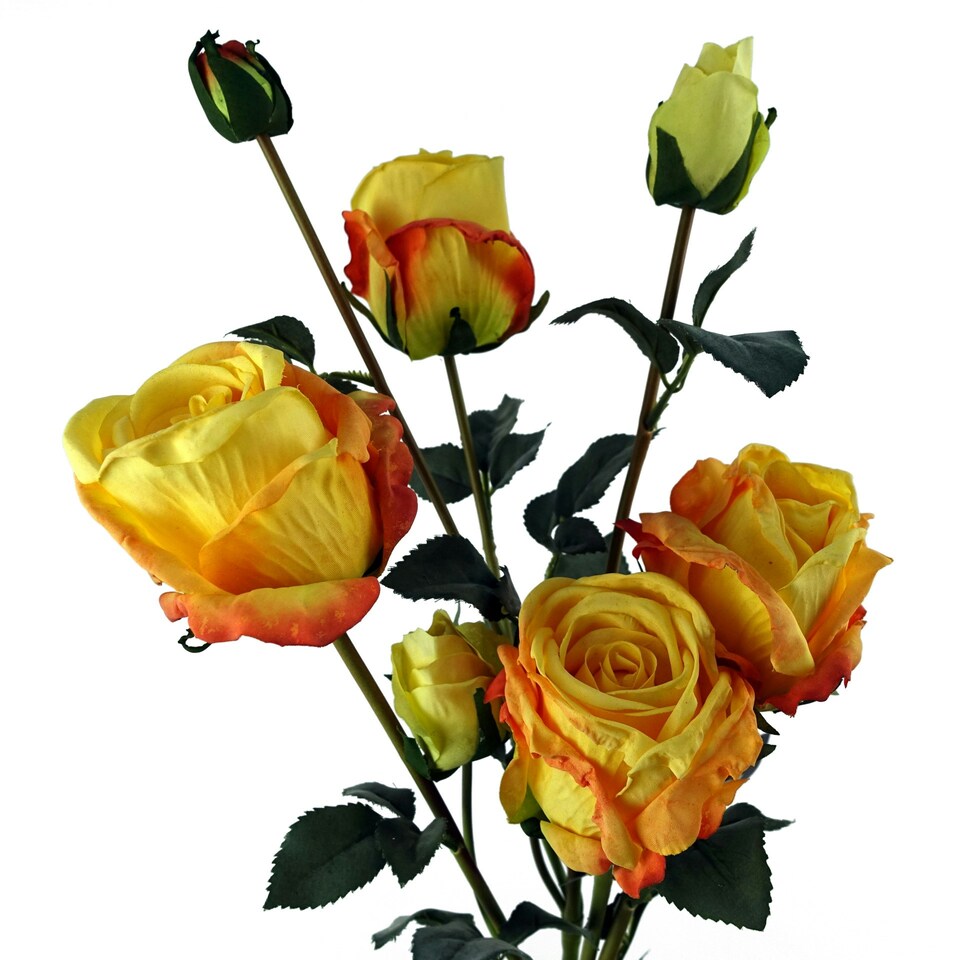 image 1 of 6 x 60cm Yellow Rose Artificial Flower Sprays - 24 Flowers 18 Buds