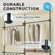 image 3 of Telescopic Wardrobe Organiser Double Black Rail Clothes Rack Baskets Storage Black | One Size