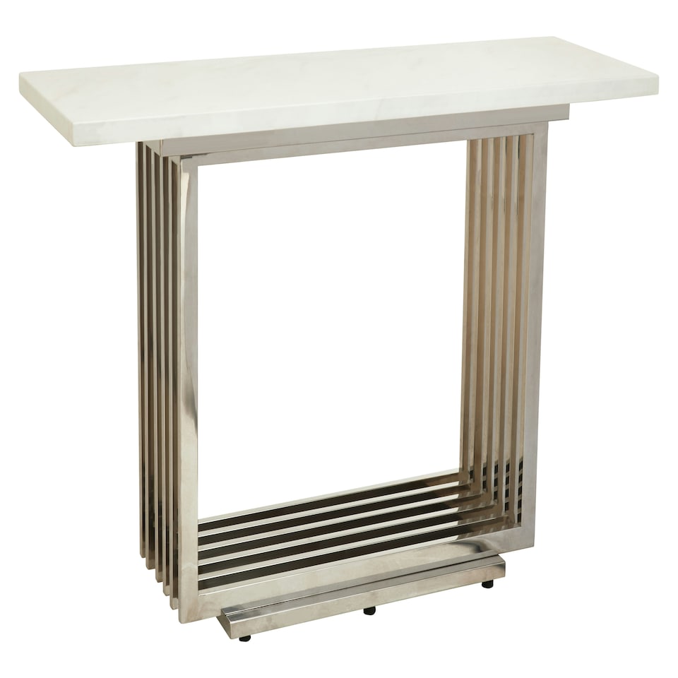 image 1 of Interiors by Premier White Marble Console Table Silver