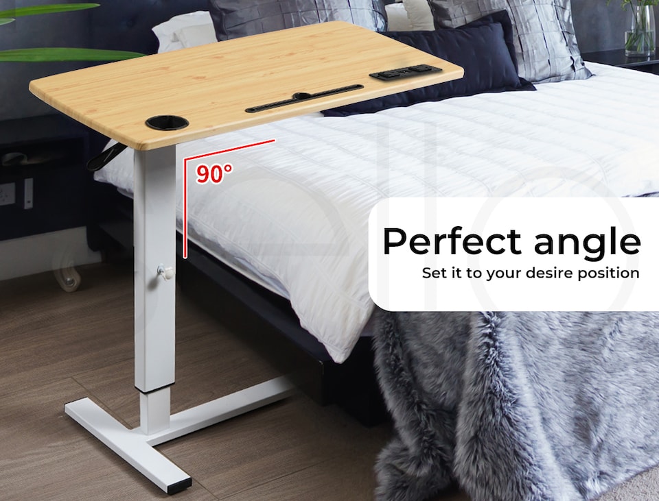 image 1 of Levede Adjustable Standing Desk 65CM to 93CM Height USB Charging | Yellow | Oak