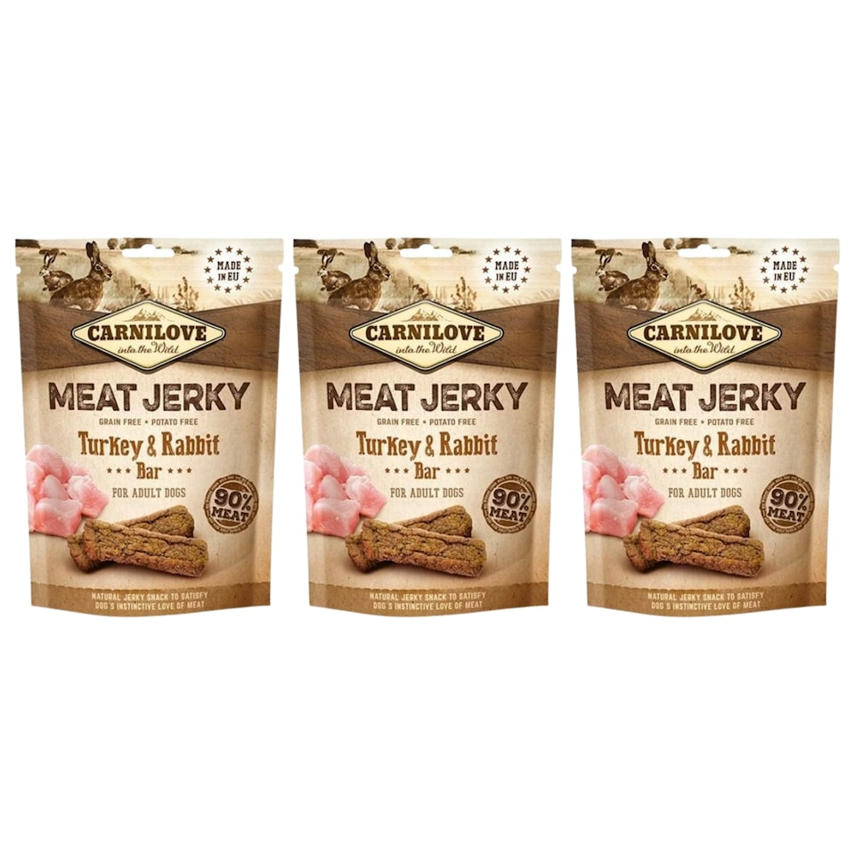 image 1 of Carnilove Jerky Turkey & Rabbit Bar 100g (3 Packs)